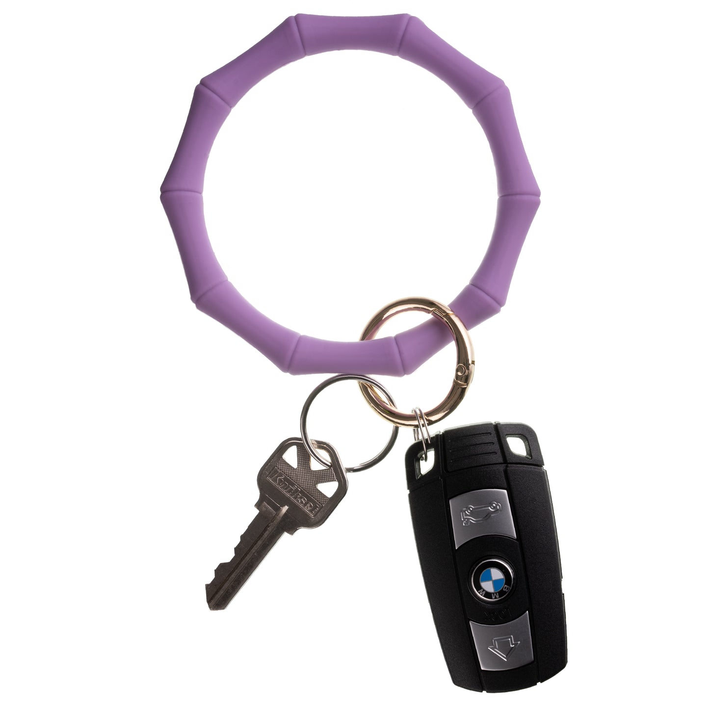 Bamboo Bangle Bracelet Key Ring - Purple